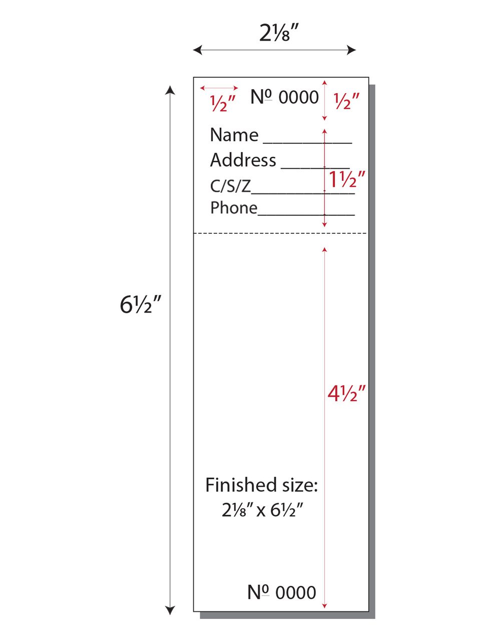 Item 502T:  4-up 2 1/8" x 6 1/2" Ticket Paper 8 1/2" x 6 1/2" Sheet (250 Sheets) - Image 2
