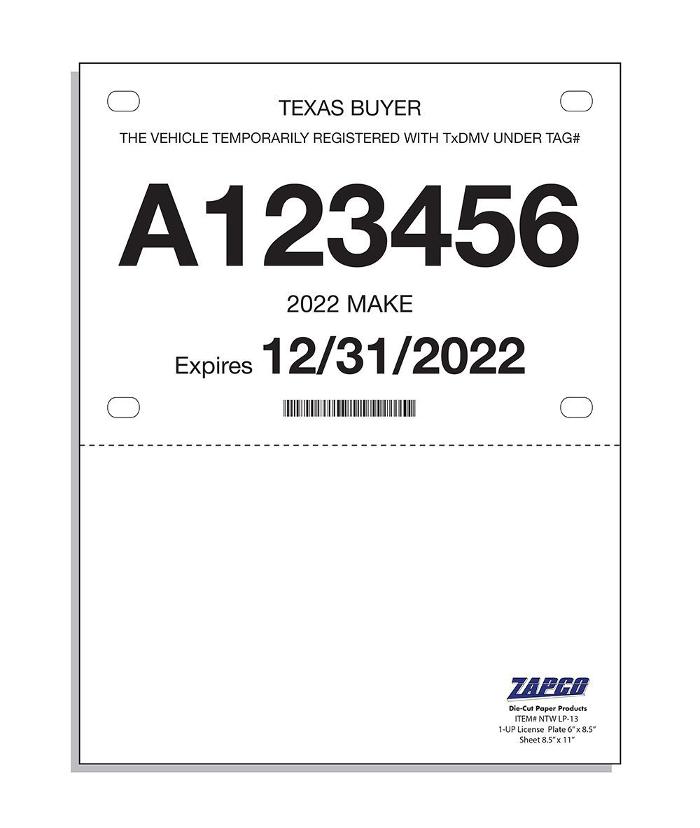 Item NTW-LP13: 6" x 8.5" License Plate - 8.5" x 11" Sheet 250 Sheets (OHIO DESIGN)