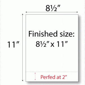 Item 1168: 24 lb. Single Perforated Paper Business Form 8.5" x 11" White (500 Sheets)