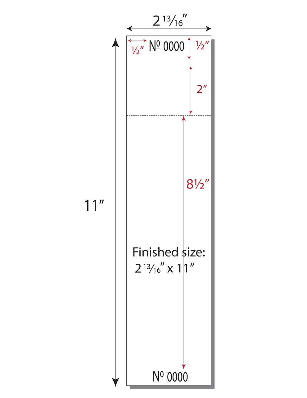 Item 508T: 3-up 2 13/16" x 11" Ticket 8 1/2" x 11" Sheet(250 Sheets)