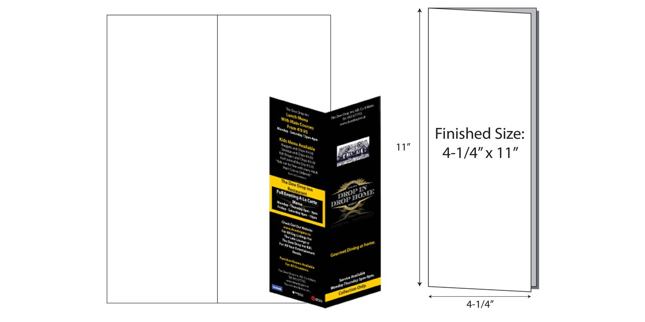 Item NTW-50: 1-Up 4 1/4" x 11" Bi-Fold 8 1/2" x 11" Sheet(25 Sheets)