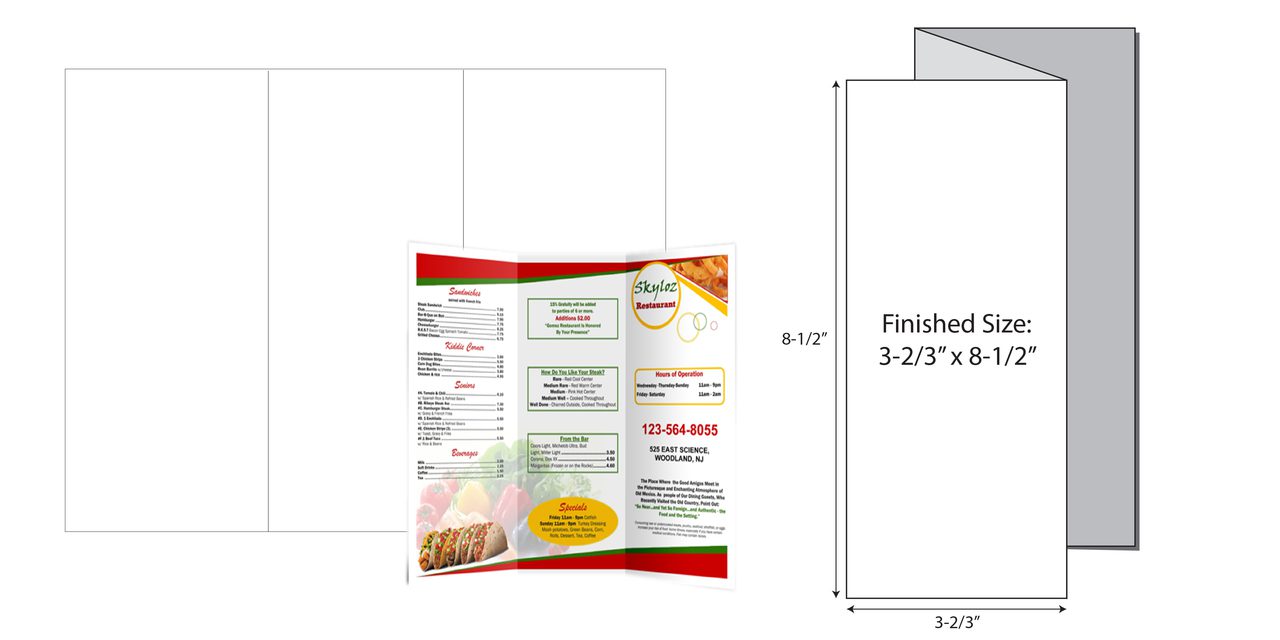 Item NTW-52: 1-Up 3 2/3" x 8 1/2"Tri-Fold 8 1/2" x 11" Sheet(25 Sheets)
