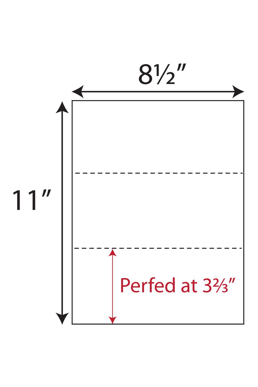 MBF-2: Micro-Perforated Perforated Paper Business Forms 2 Perforations, 3 Equal Parts - Image 2